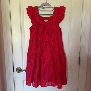 Entro Red Coral Ruffled Tiered Sundress